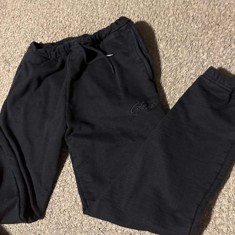 Ghost Sweatpants Size M Black Fleece Embroidered Logo